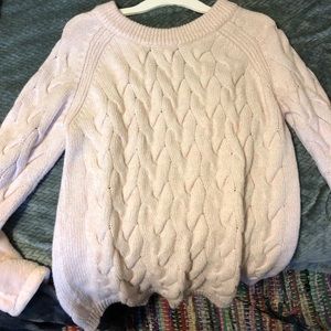 thick woven baby pink sweater